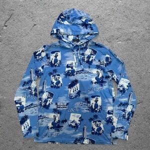 Polo Ralph Lauren Hawaiian Hula Print Hoodie Blue All Over Print